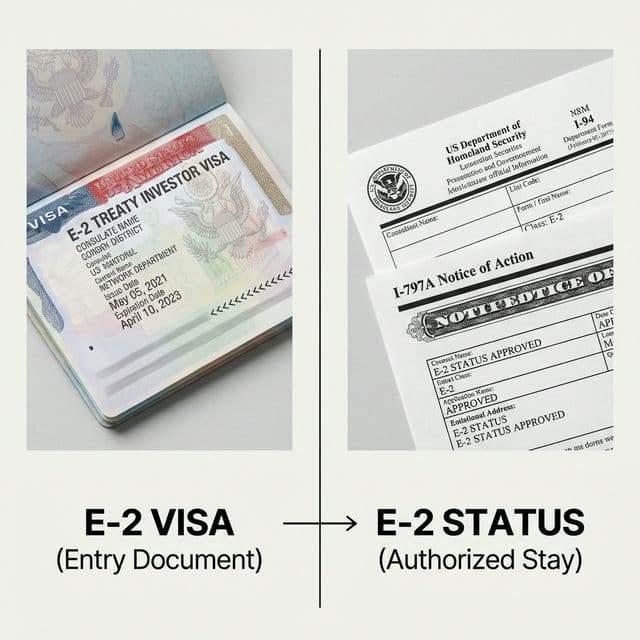 E-2 Vizesi (Pasaport Damgası) ve E-2 Statüsü (I-94 Formu) Karşılaştırması