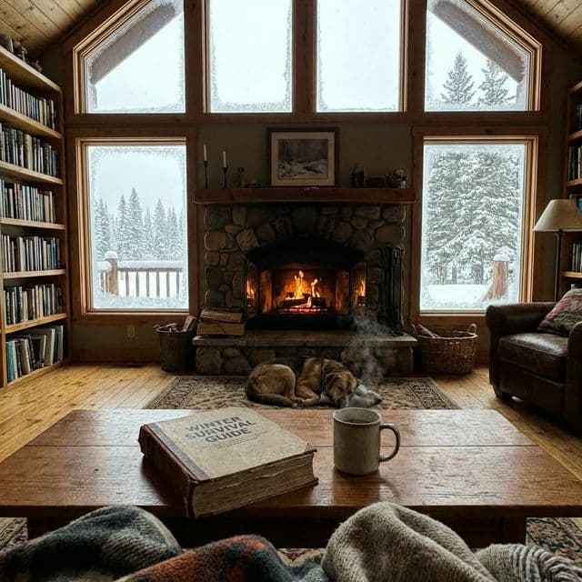 Kanada Kış Yaşamı: Kar Manzaralı Sıcak Ev Ortamı ve Rehber Kitap