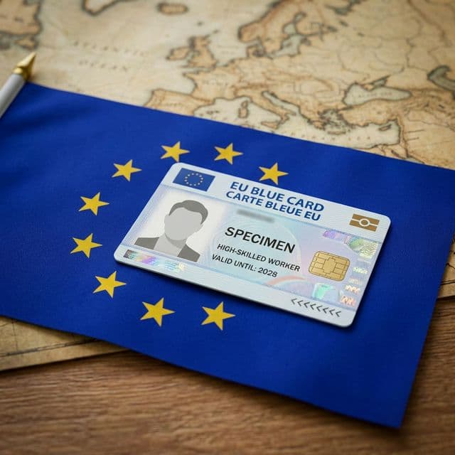 AB Mavi Kart Örneği ve Avrupa Birliği Bayrağı