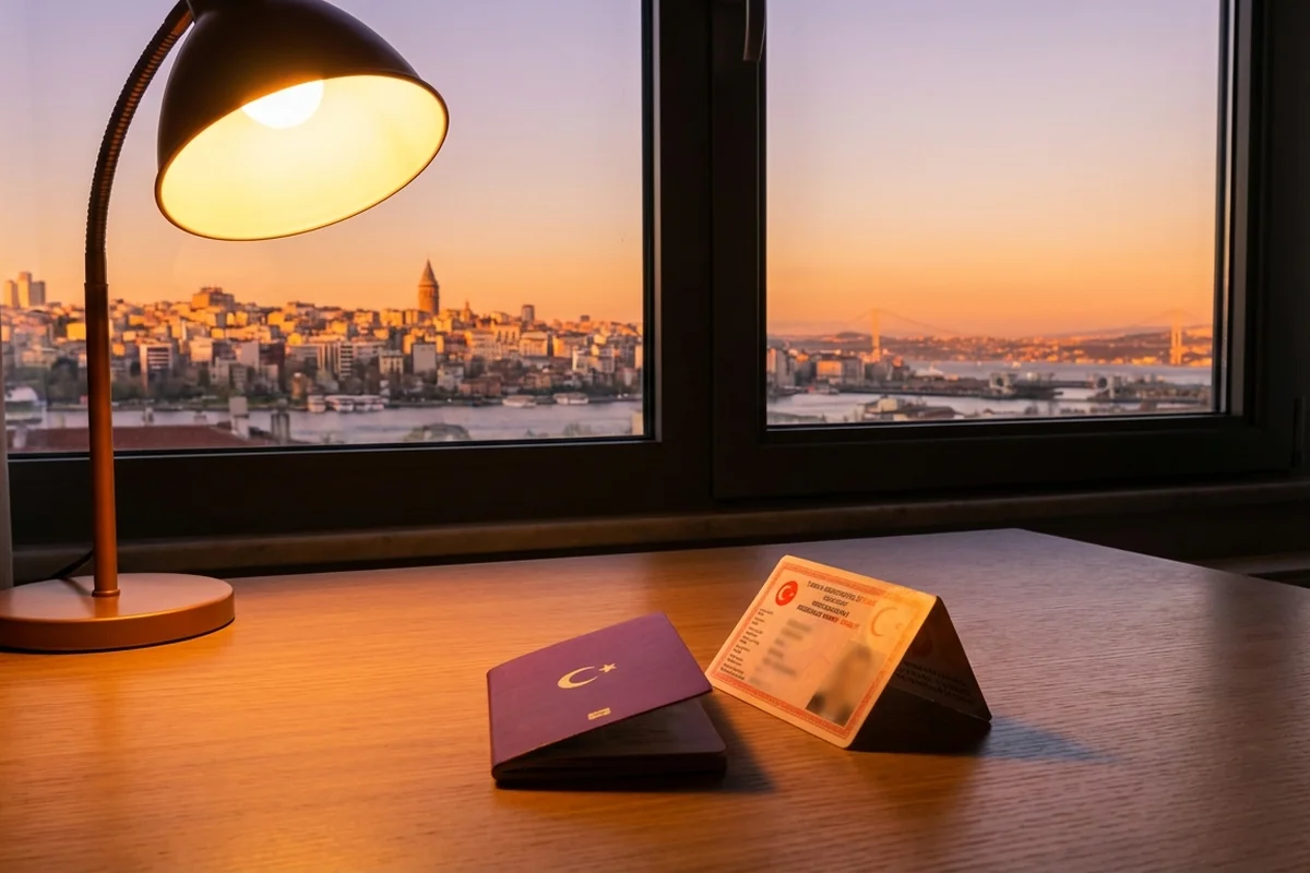 Göç İdaresi önünde bekleyen kalabalık ve modern bir ofis ortamı