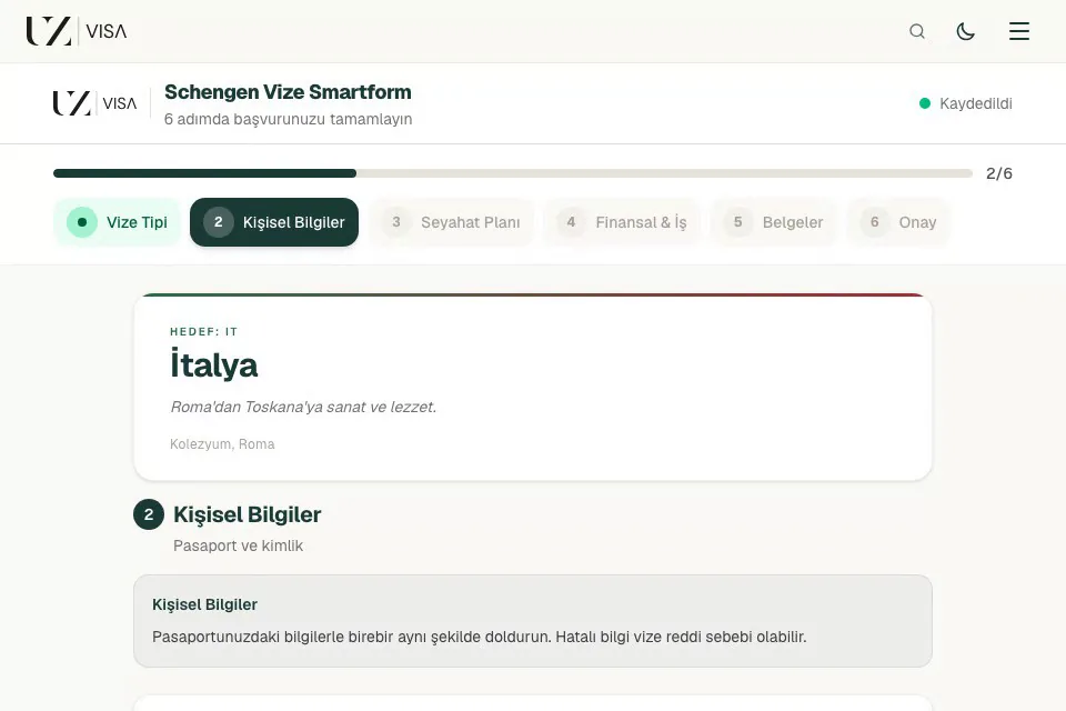 UZ VISA SmartForm ekranı