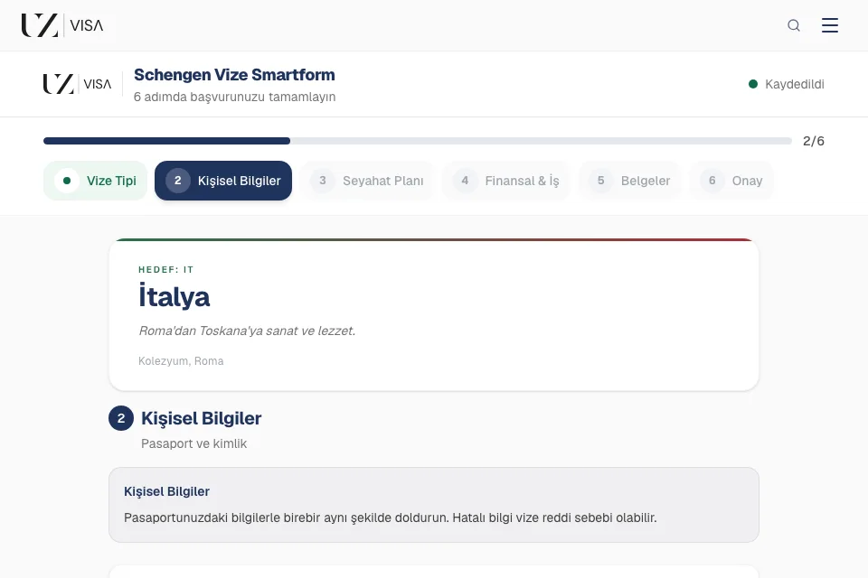 UZ VISA SmartForm ekranı